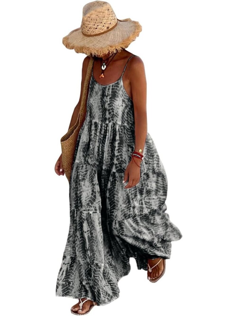 Floral Maxi Dress for Women - Spaghetti Strap, Scoop Neck, Boho Sundress with